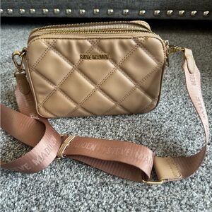 Steve Madden Beige Quilted Crossbody Bag